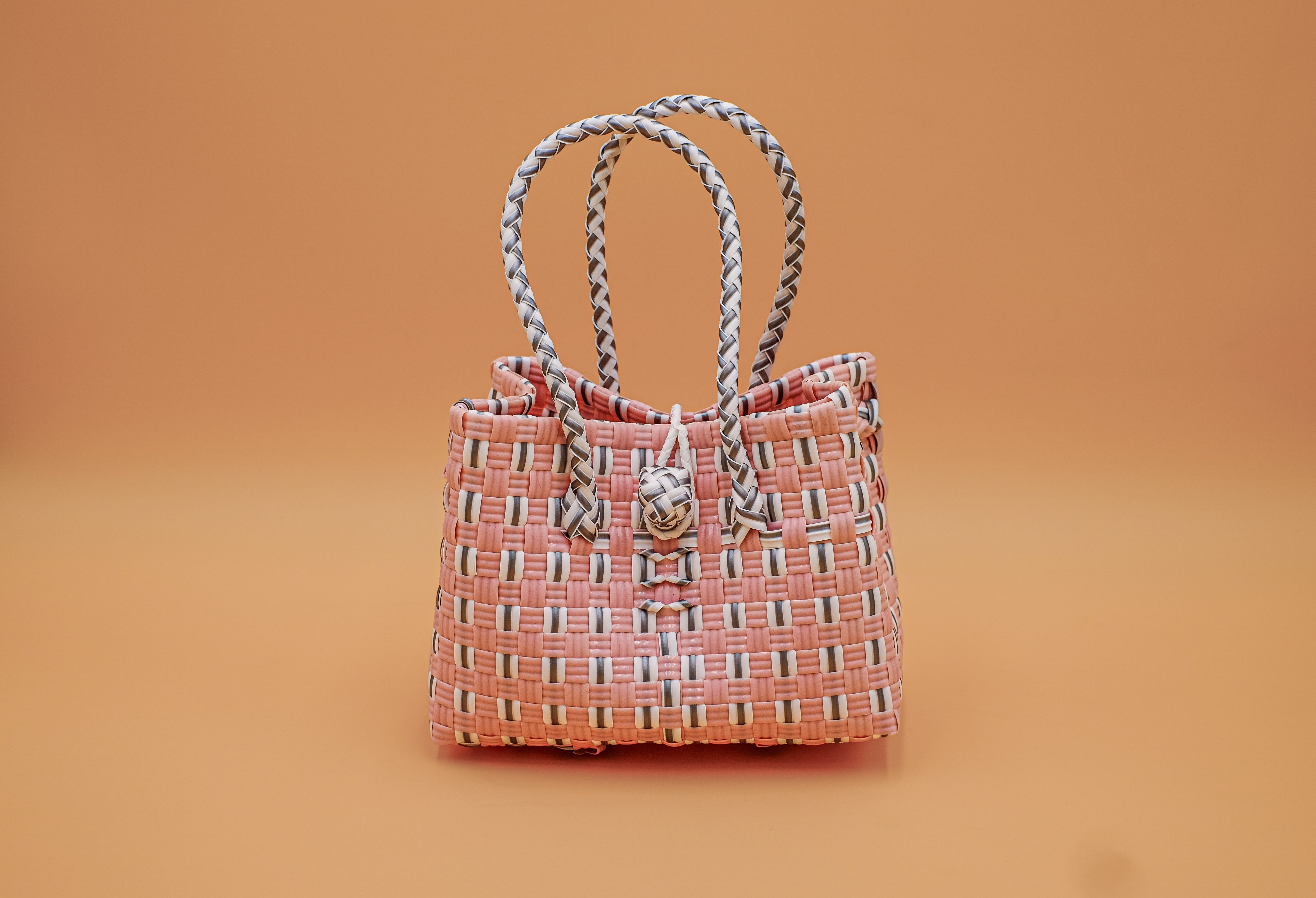 Inner Child Saigon Birkin recycled plastic bag light pink grey solid orange