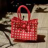 "Saigon Birkin" Recycled Plastic Bag in Red and White