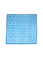 Blue organic cotton blockprint scarf with floral patterns and double borders, Inner Child