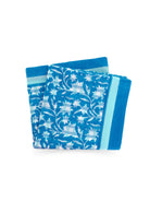 Folded blue organic cotton blockprint scarves with double borders, Inner Child