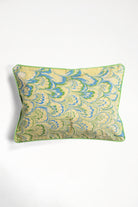 Green-trimmed hand-marbled rectangular decorative pillow - Inner Child