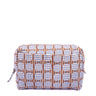 Striped Circles Blockprint Travel Pouch in Brown and Blue