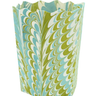 Hand-Marbled Scallop Waste Bin / Storage Bin in Robin Blue
