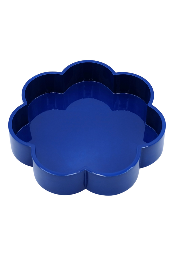 Cobalt blue flower-shaped lacquerware tray