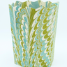 Hand-Marbled Scallop Waste Bin / Storage Bin in Robin Blue