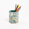 Hand-Marbled Pencil Holder Organizer in Blue Marbling